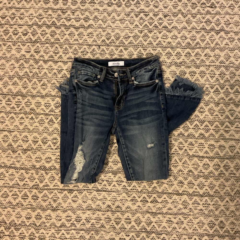Women's Distressed Blue Jeans